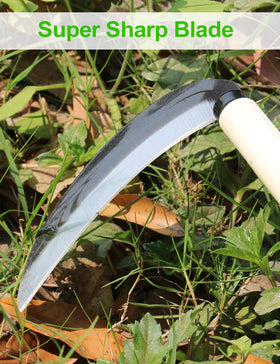 TOYPOPOR long-handled durable sickle built for heavy-duty garden tasks.