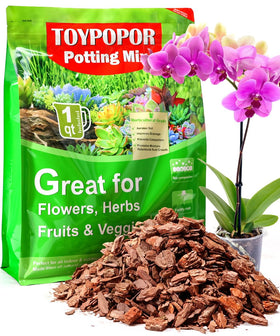 TOYPOPOR Orchid Bark with Perlite 1qt promotes healthy root air circulation.