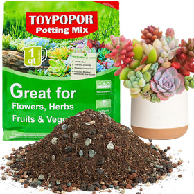 TOYPOPOR succulent soil blend shown for strong roots and fast drainage.