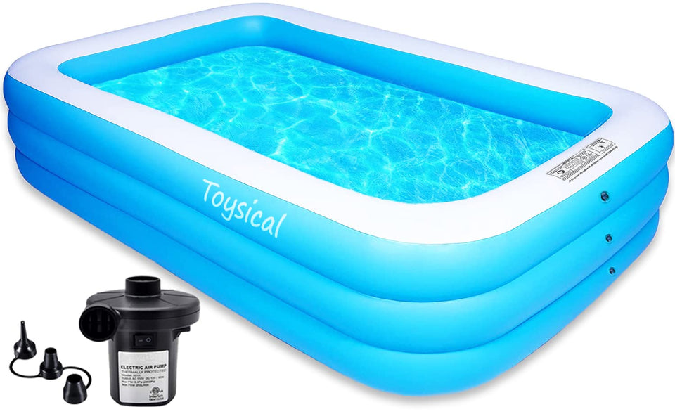 Toysical inflatable pool 118x72x22 side view shows spacious family layout