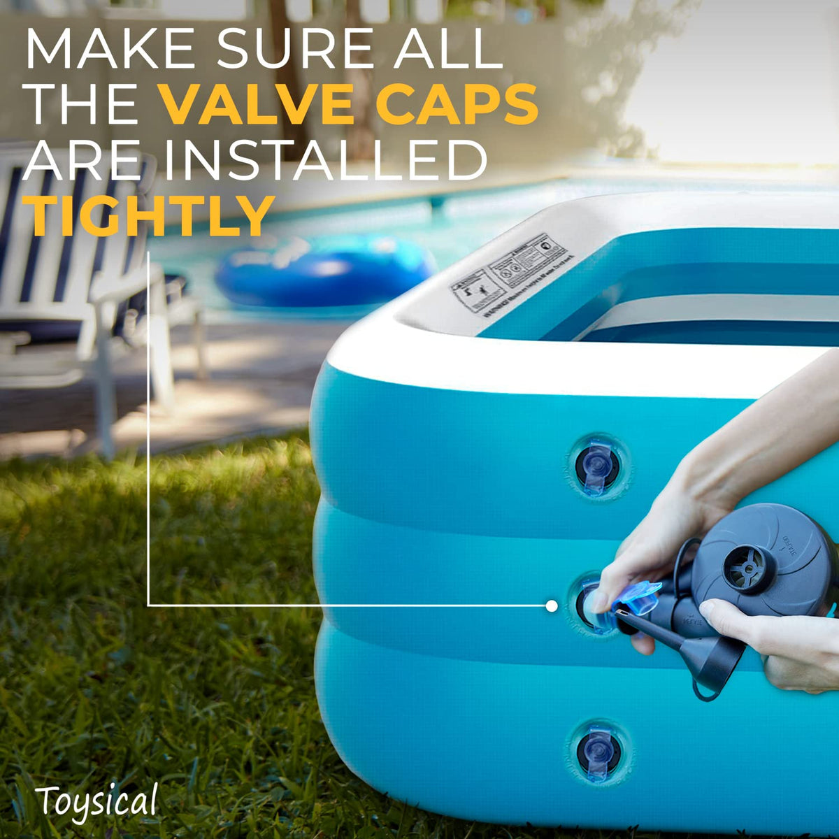 Toysical pool with 3 air chambers providing stable support