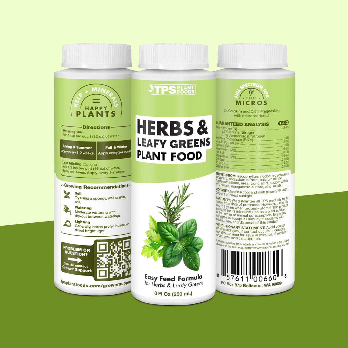 TPS NUTRIENTS 8oz bottle hero-shot shows compact fertilizer