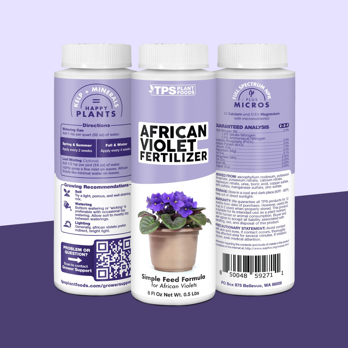 TPS NUTRIENTS African Violet Fertilizer 8oz compact packaging for easy storage