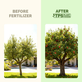 TPS NUTRIENTS Apple Tree Fertilizer measuring cap ensures precise application for backyard orchards.