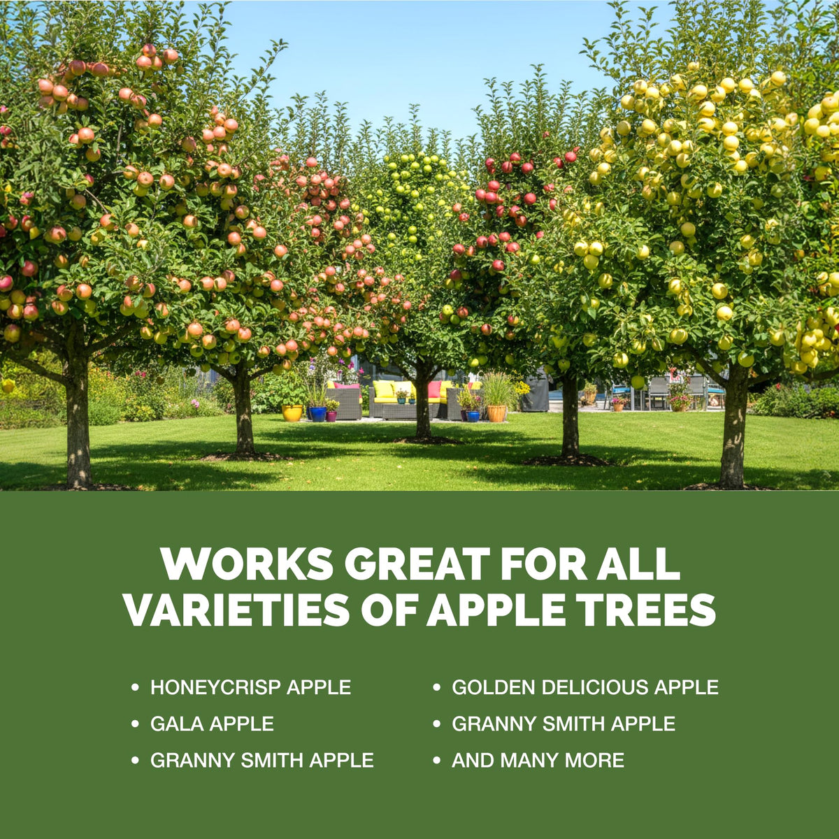 TPS NUTRIENTS Apple Tree Fertilizer label close-up communicates USA-made quality and user-friendly ingredients.