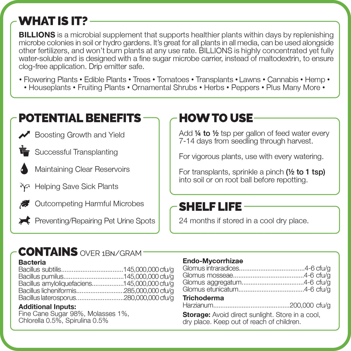 TPS Nutrients Billions container garden supports healthy roots in pots.