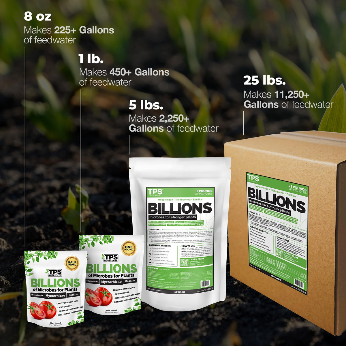 TPS Nutrients Billions indoor outdoor plants benefit from resilient and ready roots.