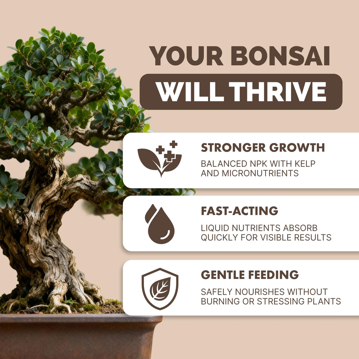 TPS NUTRIENTS Bonsai Fertilizer label close-up highlights formula and USA origin