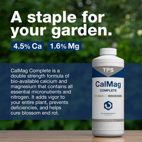TPS NUTRIENTS Cal-Mag Complete label closeup highlights essential nutrients for strong stems