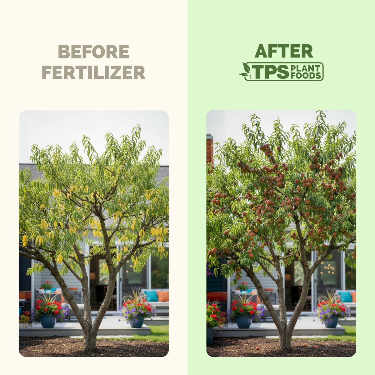 TPS NUTRIENTS Fruit Tree Fertilizer tree with fruit demonstrates productive growth.