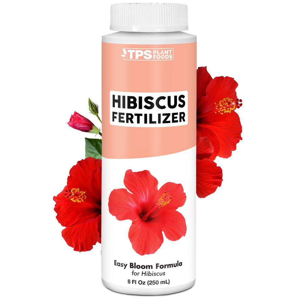 TPS NUTRIENTS Hibiscus Fertilizer bottle close-up for vibrant blooms