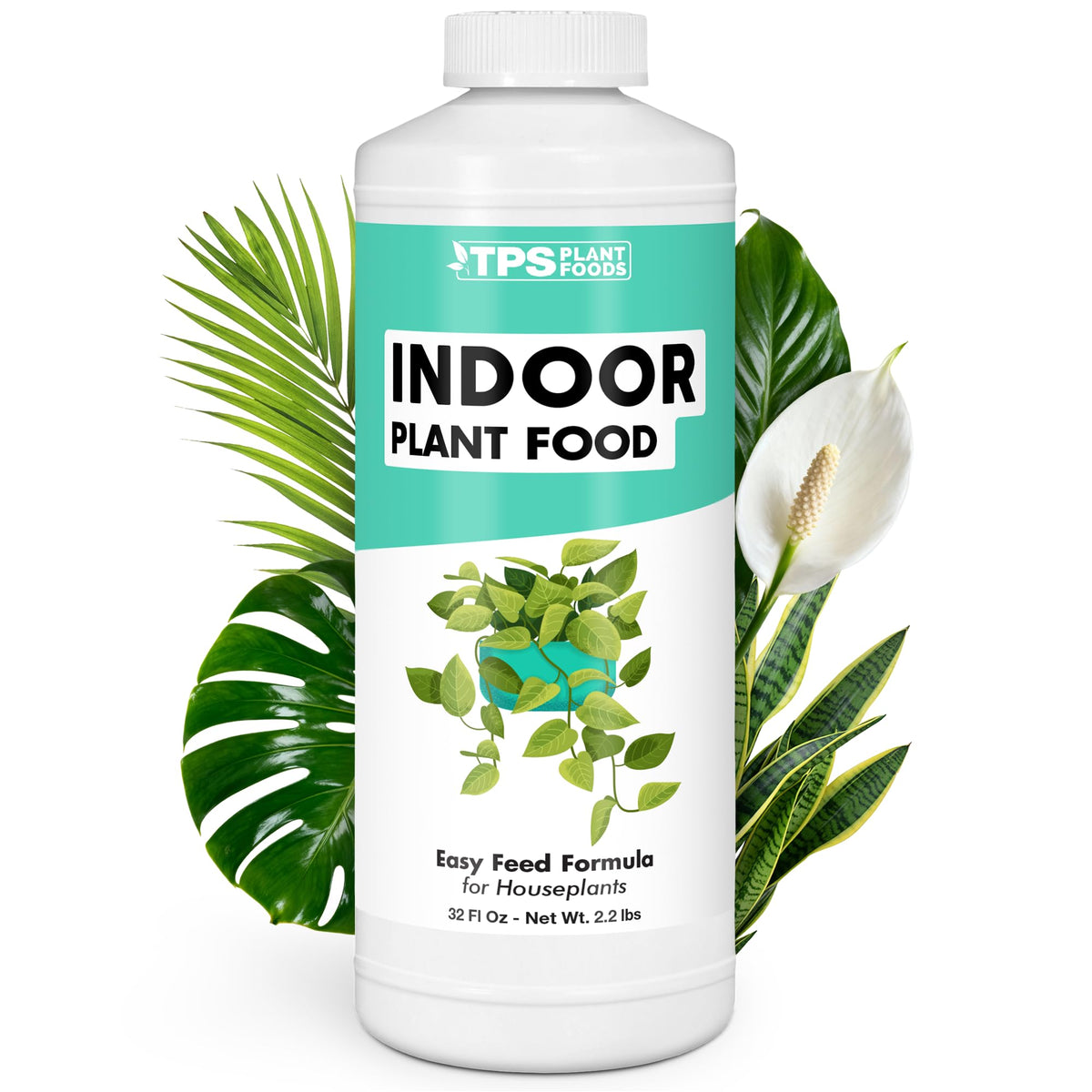 TPS Nutrients indoor plant food bottle supports healthy leaf growth