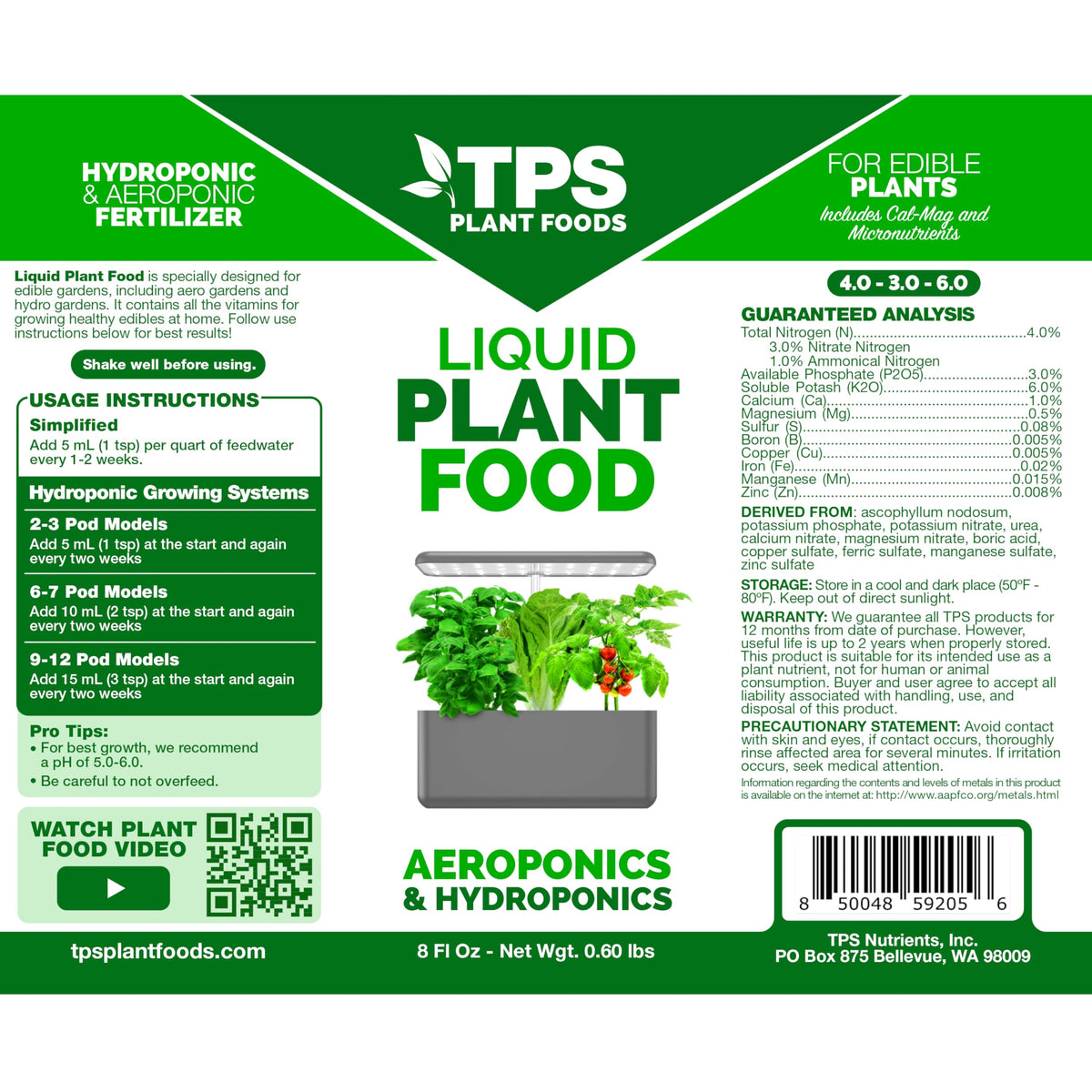 TPS NUTRIENTS indoor plant feed ideal for compact herb kits