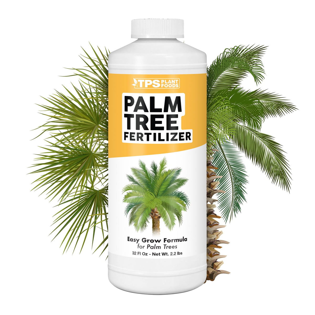 TPS NUTRIENTS Palm Tree Fertilizer bottle boosts lush fronds.