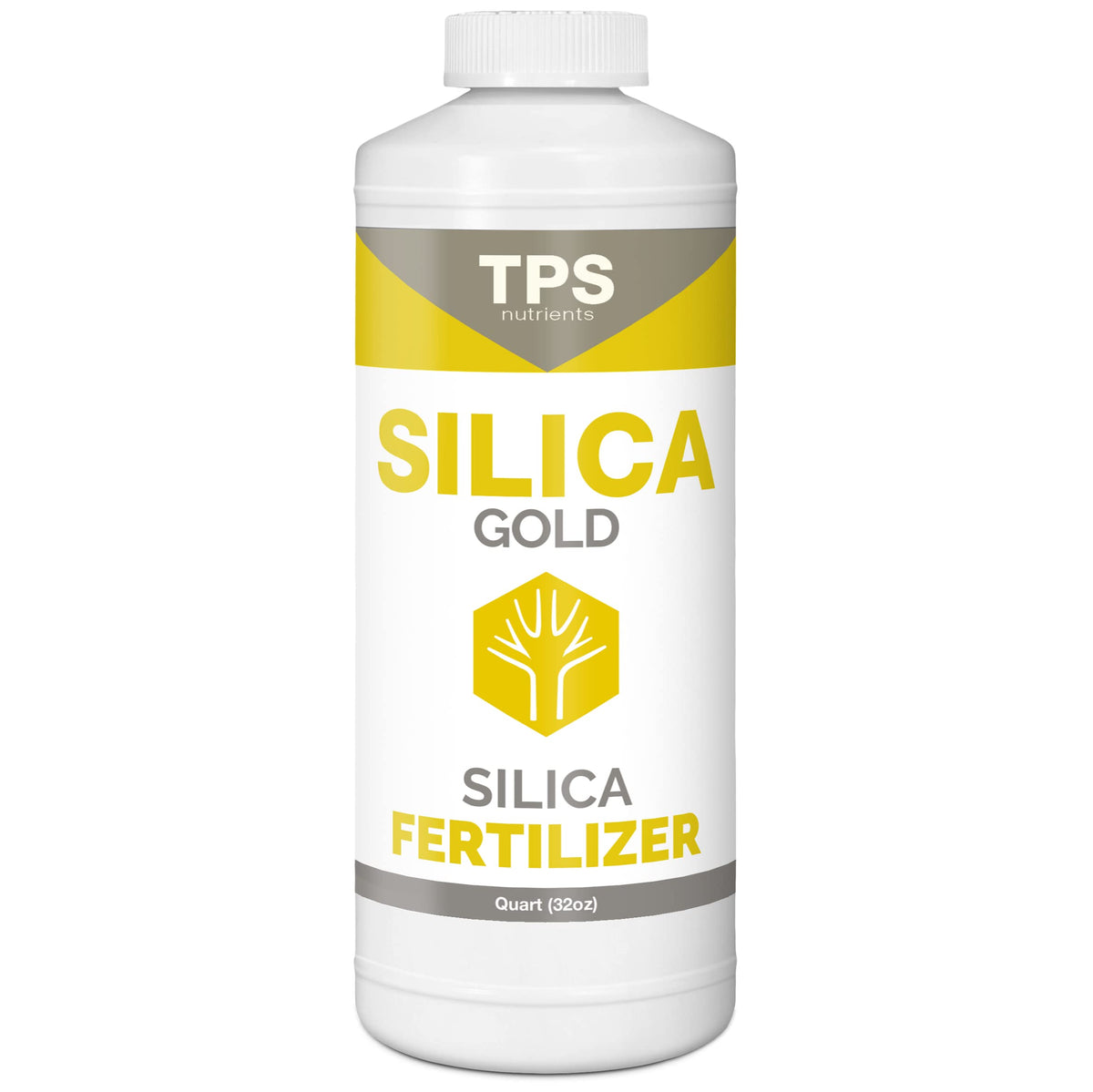 TPS NUTRIENTS Silica Gold bottle pour supports sturdy growth and nutrient mixing.