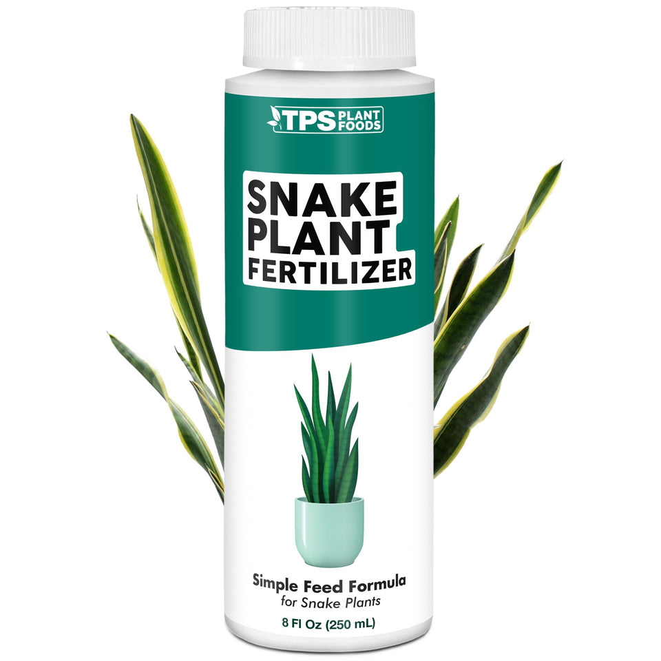 TPS NUTRIENTS Snake Plant Fertilizer bottle front supports steady growth for indoor plants.