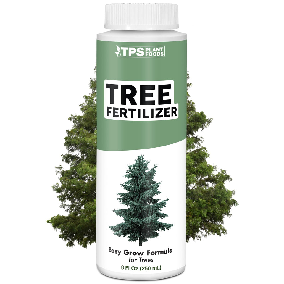 TPS NUTRIENTS Tree Fertilizer bottle ready for outdoor tree care to support root growth
