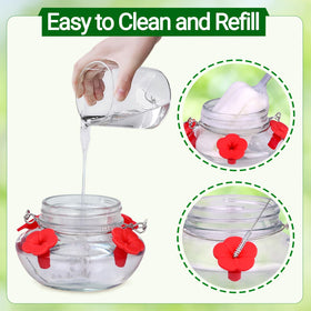 TPZAERK close-up of four silicone flower feeding ports for birds.