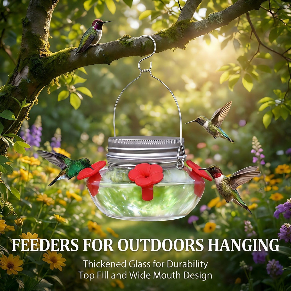 TPZAERK crystal-clear bottle lets you monitor nectar levels at a glance.