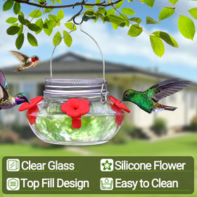 TPZAERK glass hummingbird feeder top-fill design simplifies refilling.