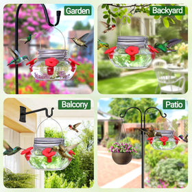 TPZAERK four red silicone flowers with feeding ports lure hummingbirds to feed.
