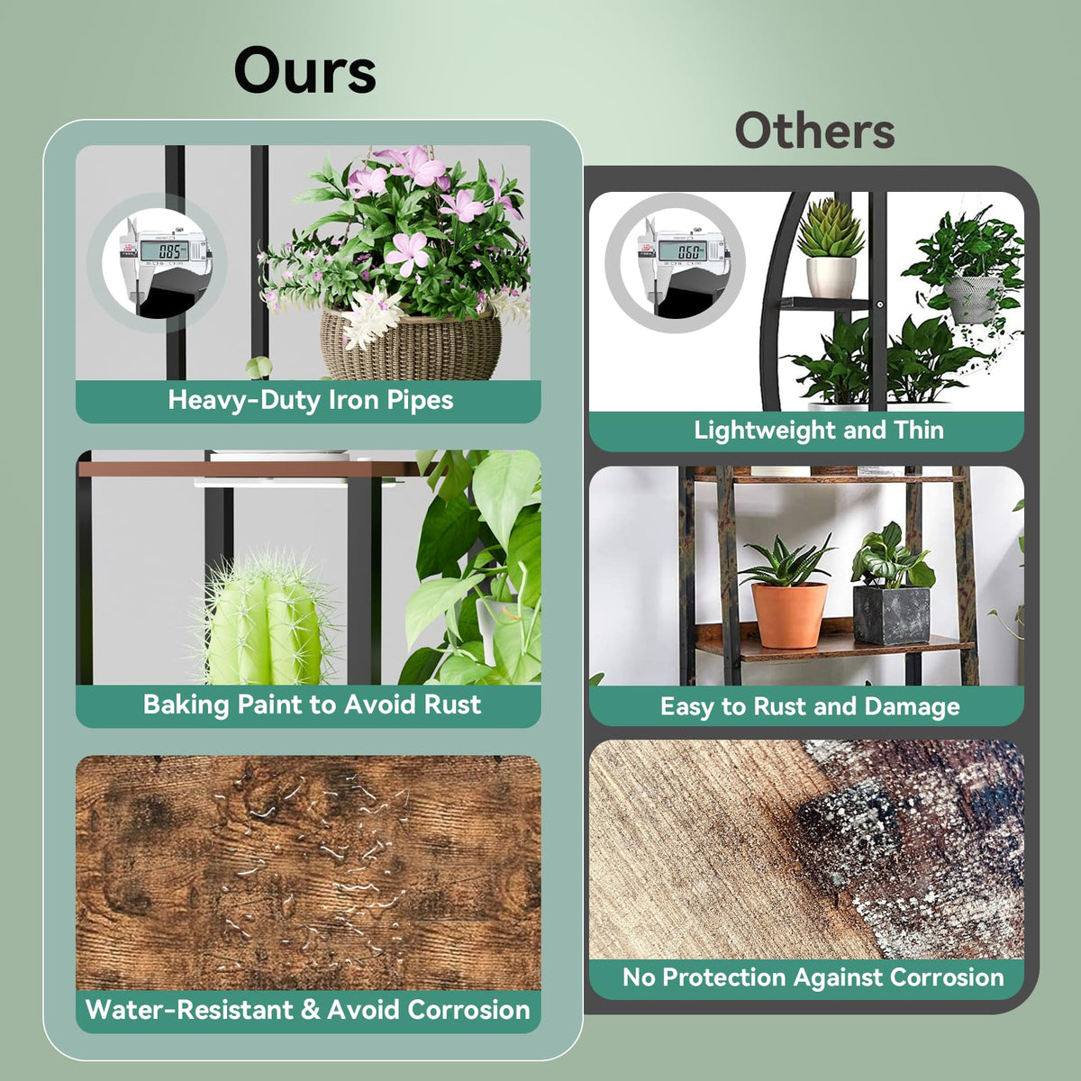 TQFLXUJO sturdy iron frame provides strong support for heavy planters.