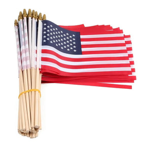 TRA 30-pack small American flags on sticks for parades and patriotic events.