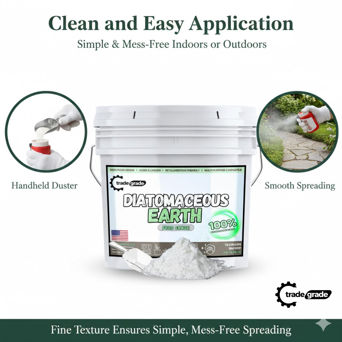 TradeGrade diatomaceous earth in food storage areas for subtle deodorizing.