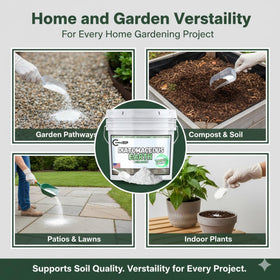 TradeGrade diatomaceous earth applied to garden soil to improve texture.