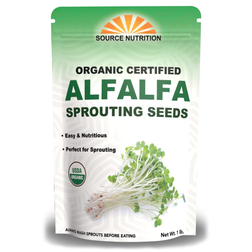 TradeKing alfalfa seeds in organic pack for home sprouting.
