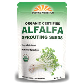 TradeKing alfalfa seeds in organic pack for home sprouting.