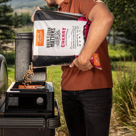 Traeger Cherry pellets releasing subtle fruity aroma during cooking