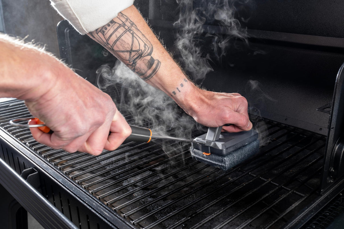 Traeger works on flat-top griddles for versatile cleaning.