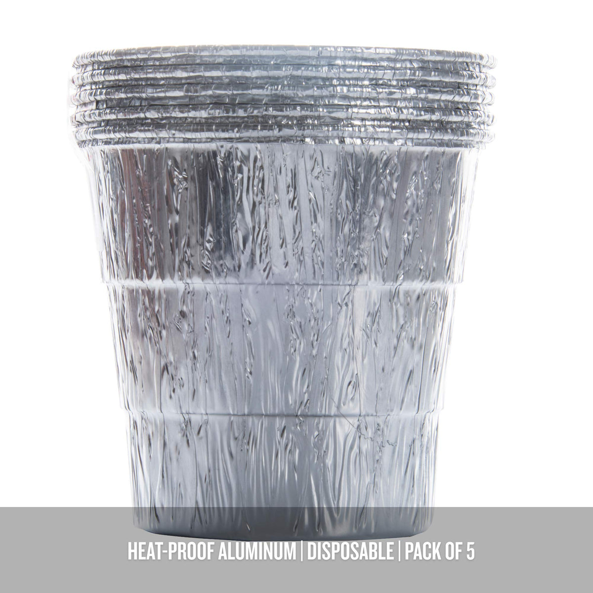 Disposable aluminum liner material reduces mess in grease bucket.