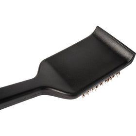 Not for open flame use; Traeger brush reminder for safe cleaning.