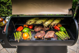 Traeger Pro 34 all terrain wheels enabling easy mobile backyard setup