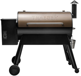 Traeger Pro 34 bronze side view showing durable steel construction for outdoor cooking