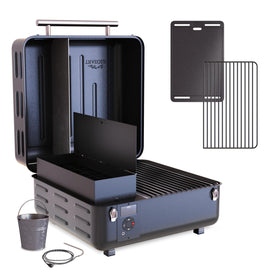 Traeger Ranger top view on a table, ready for portable tailgating grilling