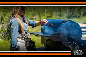 Traeger Tailgater 20 8 lb hopper promotes steady pellet flow.
