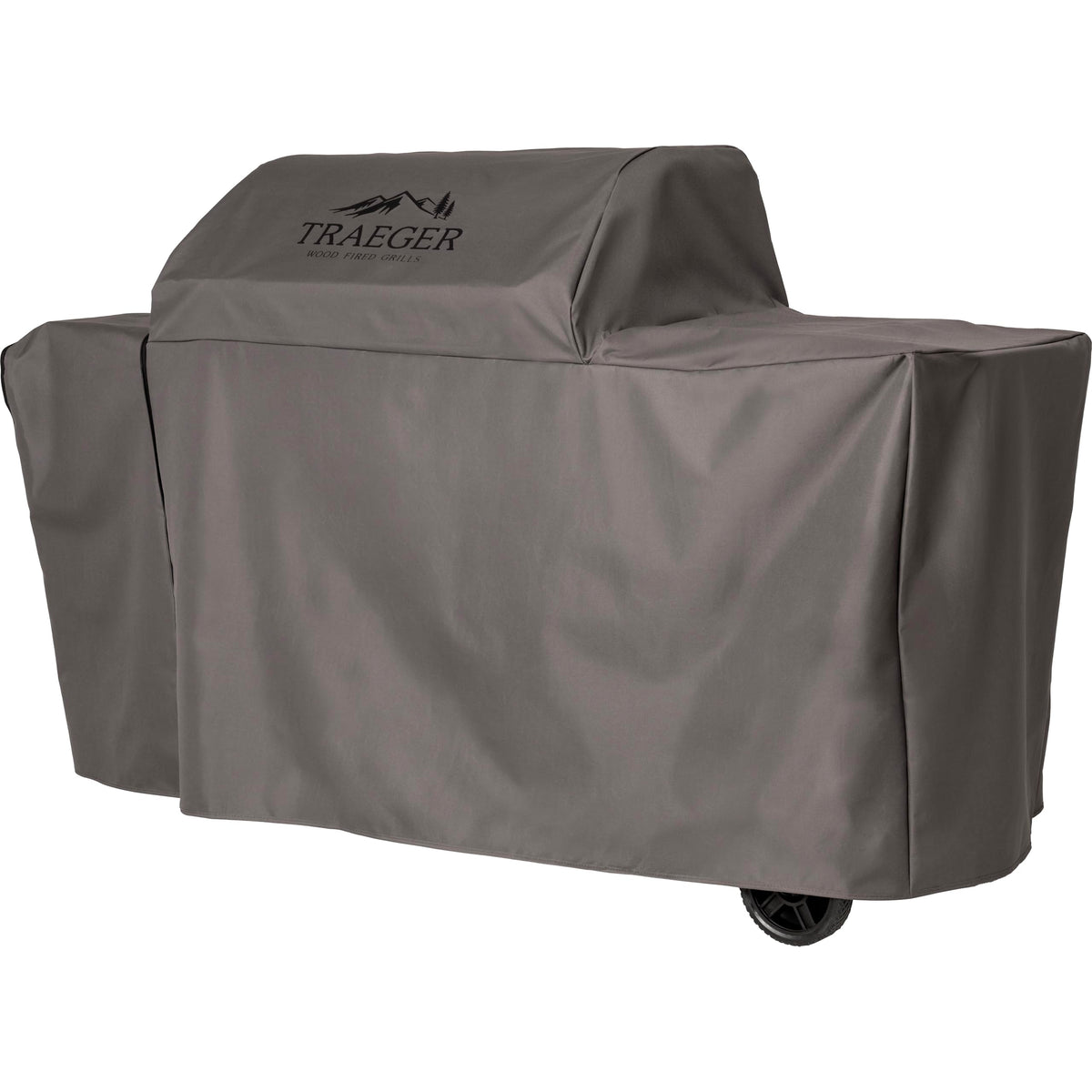 Traeger Woodridge Elite cover front-view demonstrates comprehensive protection and accessibility.