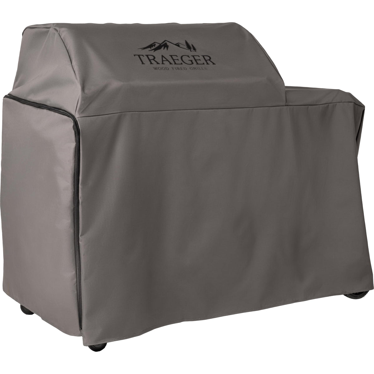 Traeger Woodridge Pro cover side-shelf zipper enables storing shelf up or down.