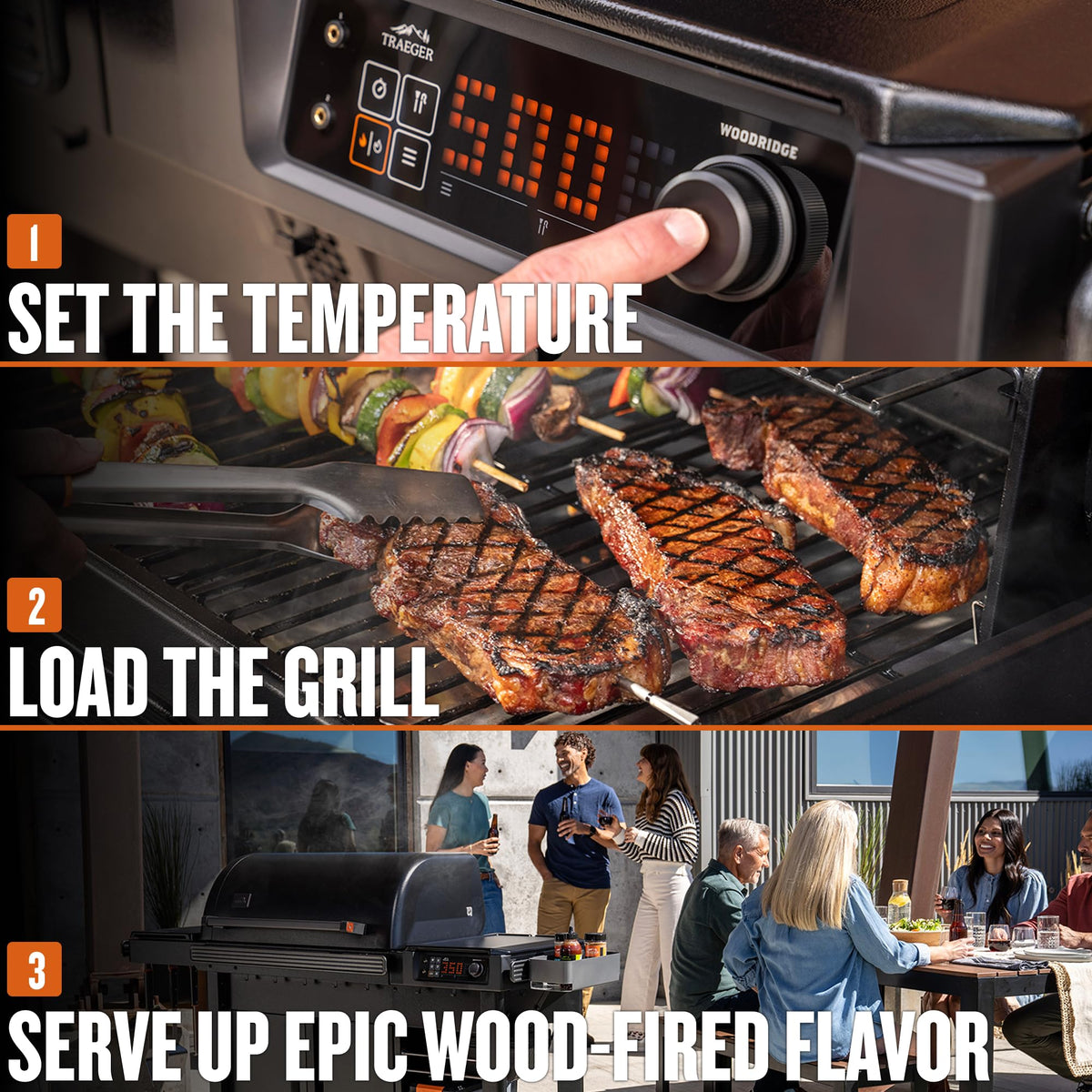 Traeger Woodridge Pro folding side shelf increases prep space