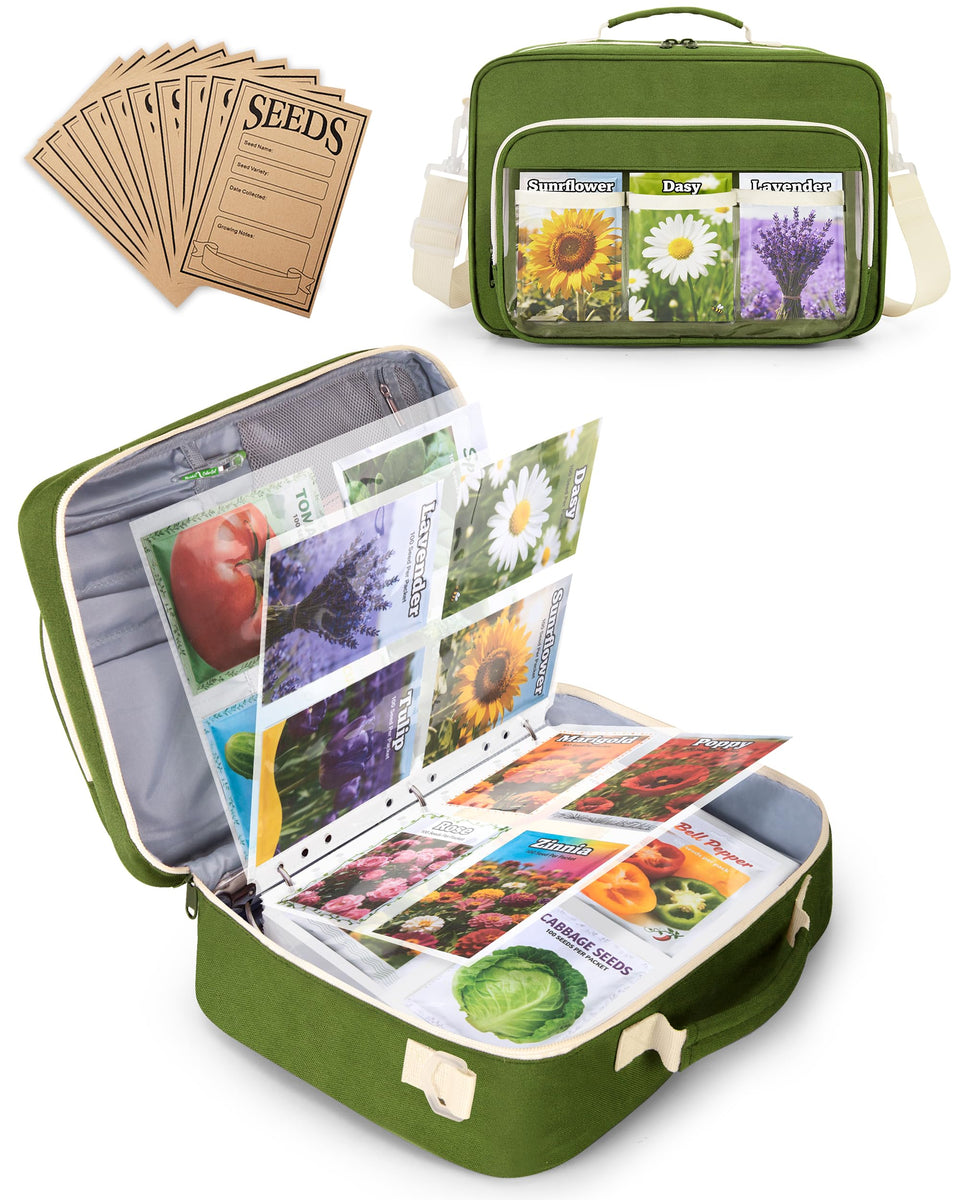 Trahzia seed storage organizer binder front view showing sturdy construction for seeds