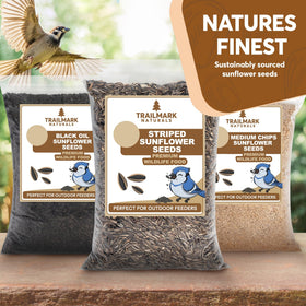 Five-pound Trailmark Naturals pack of striped sunflower seeds.