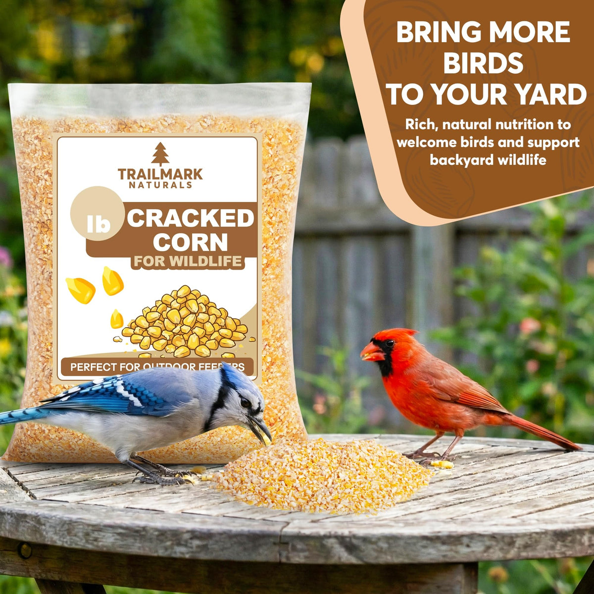 TRAILMARK Naturals cracked corn at outdoor feeder setup