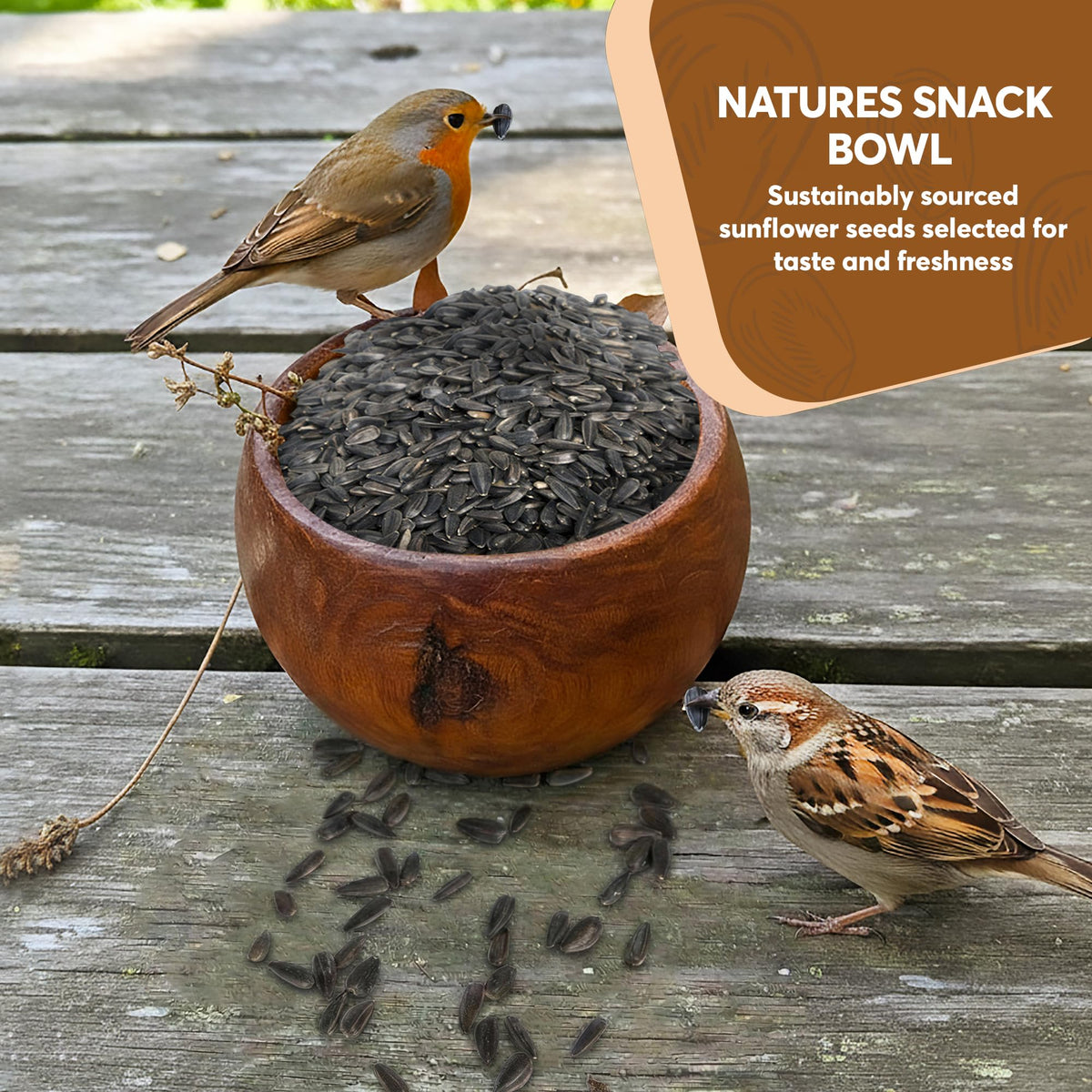 Trailmark Naturals feeder-friendly seeds for tray, hopper, and tube feeders.