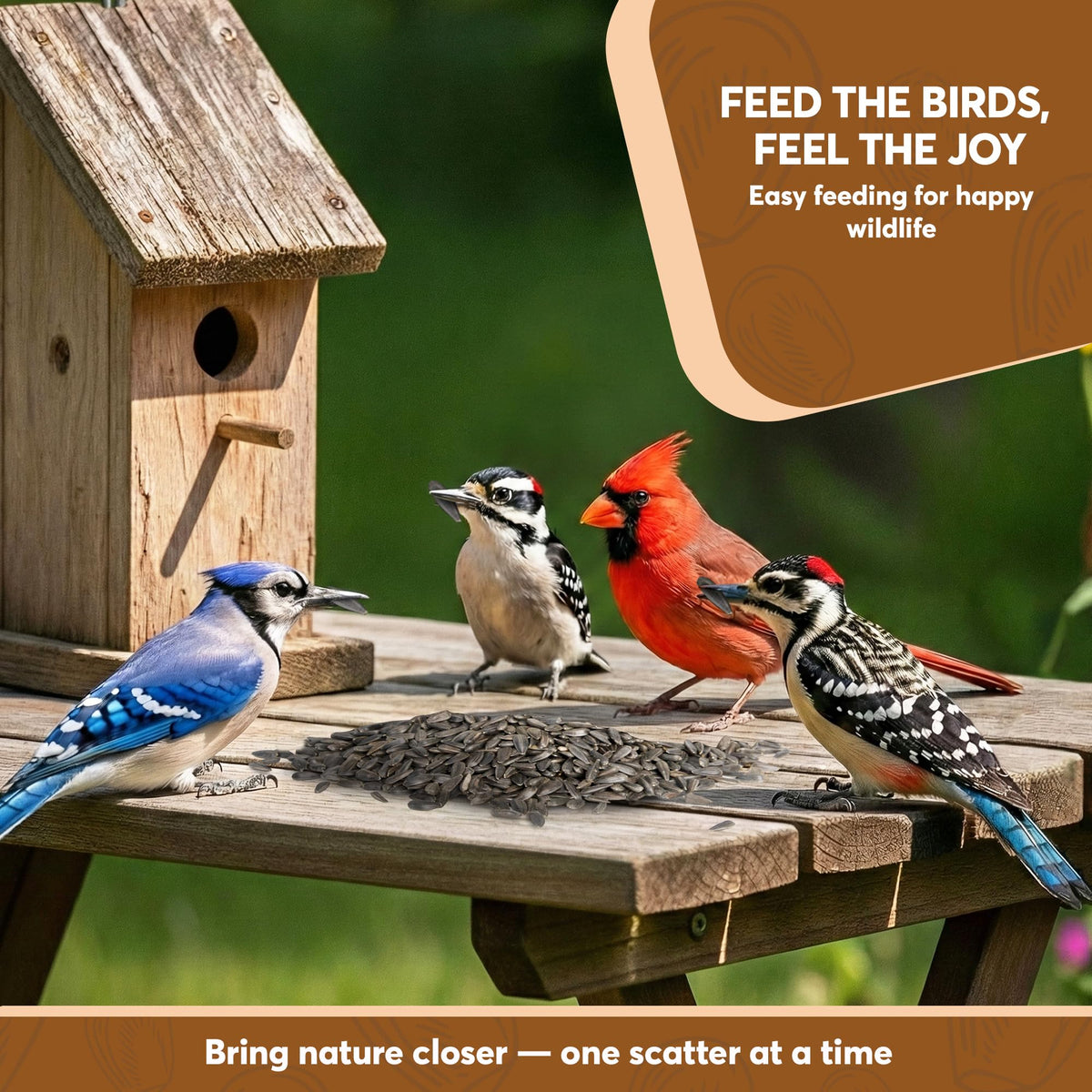 Trailmark Naturals packaging seal keeping freshness for daily bird visits.
