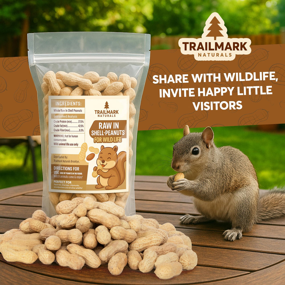 Trailmark Naturals squirrel food outdoors for daily wildlife snacking