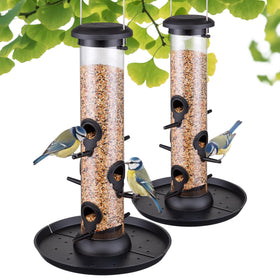 TrampgiK outdoor 6-port bird feeder with seed catcher for a tidy garden