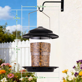 TrampgiK bird feeder snap-lock install shows tool-free assembly.